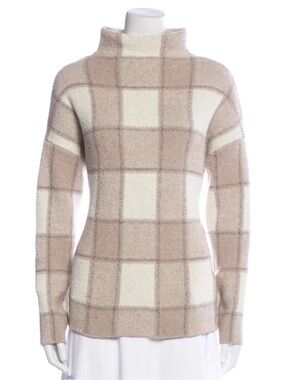 Christian Siriano Plaid Print Mock Neck Sweater